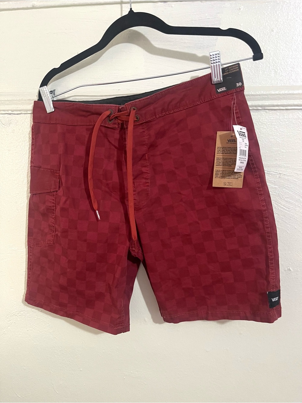 Vans Red Checkerboard Men’s Vintage Cotton Board Shorts